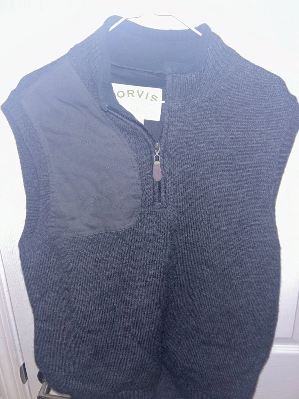 Orvis Women's M Gray Wool Half-Zip Shooting Vest